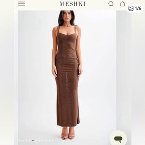 Meshki Shimmering Brown Maxi Dress